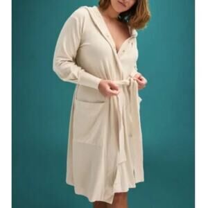 ThirdLove Size XL Cream Hooded Jersey Robe With Belt Neutral Comfort Lounge